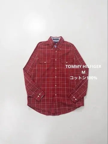 TOMMY HILFIGER 체크 무늬 코튼 긴팔 셔츠 빈티지 구제 의류