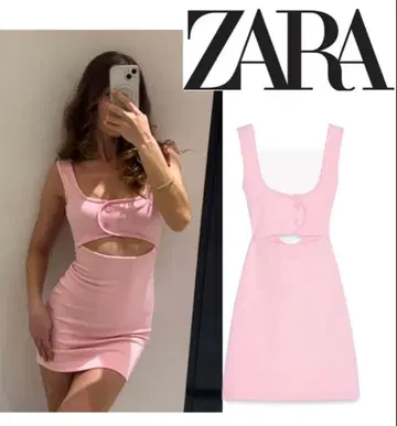 완판템 택 포함 새상품 ZARA 자라 슬리브리스 미니 원피스 컷워크