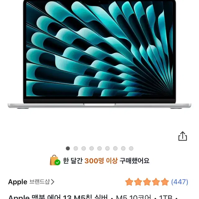 (미개봉) 맥북 에어 13 M5칩 실버 16GB 1TB
