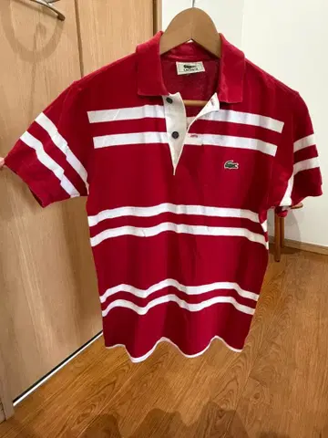 LACOSTE 라코스테 보더 피케 셔츠 레드 화이트