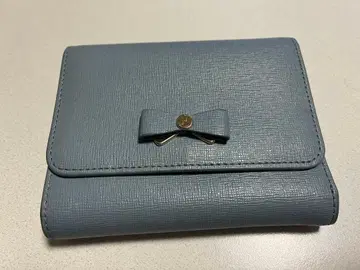 FURLA 3단 폴더형 지갑 블루 리본