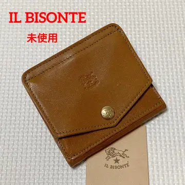 미사용 IL BISONTE 일비종떼 가죽 접이식 지갑 미니 지갑 브라운