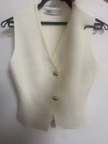 ZARA 슬리브리스 니트 베스트 화이트 S