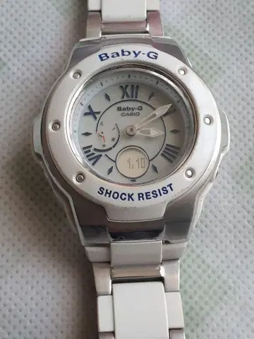CASIO 베이비-G 손목시계 화이트 아날로그 디지털