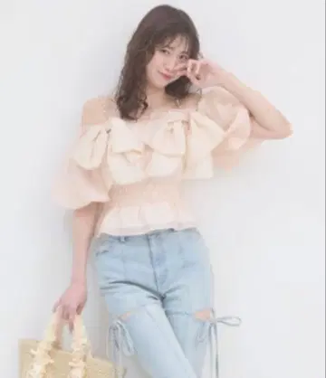 더블 리본 벌룬 블라우스