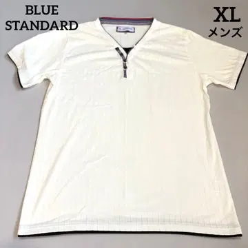BLUE STANDARD 헨리넥 반팔 피케 셔츠 화이트 XL