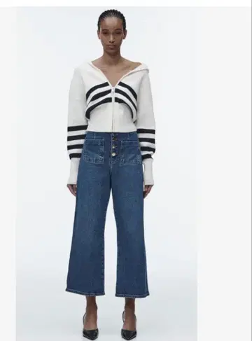 ZARA 와이드 레그 하이 라이즈 크롭 데님 팬츠 32