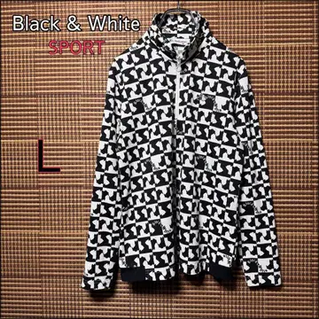 Black & White SPORT 올 패턴 하프 지퍼 긴팔 L