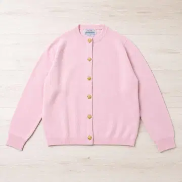 컨디션 최상 발렌타인 가디건 캐시미어 100% 골드 버튼 핑크