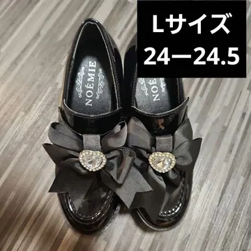통굽 리본 장식 마니쉬 슈즈 노에미 블랙 블랙