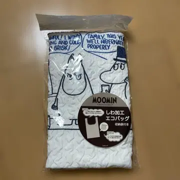 [ 미사용 새상품 ] MOOMIN 무민 주름 가공 에코백 시무룩 블루