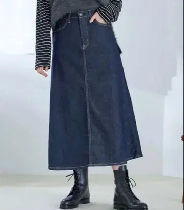 SOMETHING 데님 플레어 스커트 롱 기장