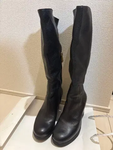 BALLY 롱 부츠 블랙 가죽 웨지솔