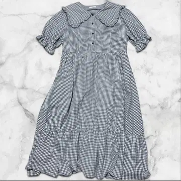 새상품급 시마무라 아오키 미사코 깅엄 체크 원피스 4L 빅 사이즈