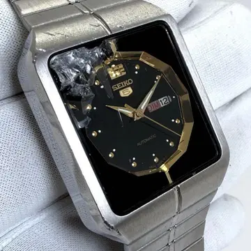 작동 SEIKO 5 자동 와인딩 스퀘어 데이데이트 정품 브레이슬릿 빈티지