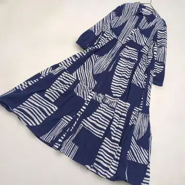 ZARA/스트라이프 패턴/롱/셔츠 원피스/네이비/체형 커버/겉옷
