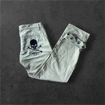 00s y2k Vanson Leathers 치노 팬츠 스컬 자수 32