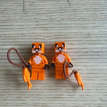 LEGO 마인크래프트 여우 피규어 2체 세트 낚싯대 물고기 포함 정품