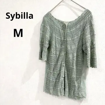 Sybilla 시빌라 니트 가디건 반팔 시스루 그린 M