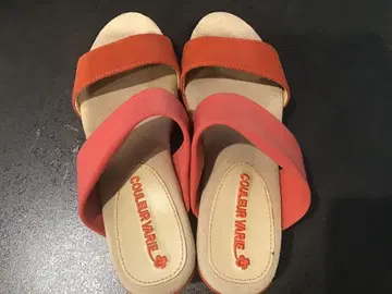 COULEUR VARIE 웨지솔 샌들 오렌지 23.5cm