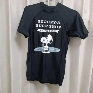 SNOOPY'S SURF SHOP 래쉬가드 반팔 블랙 S