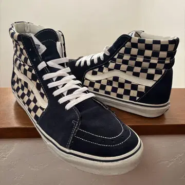레어 컬러 Vans Sk8 Hi 네이비 체커 30cm