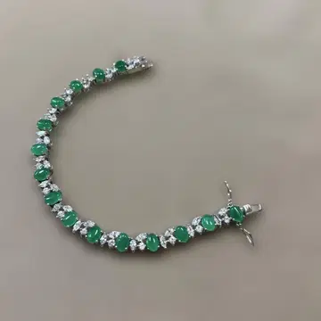 그린 스톤 다이아 팔찌