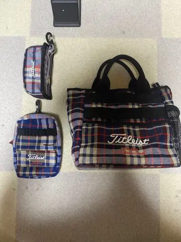Titleist 골프 백 파우치 세트 체크 무늬
