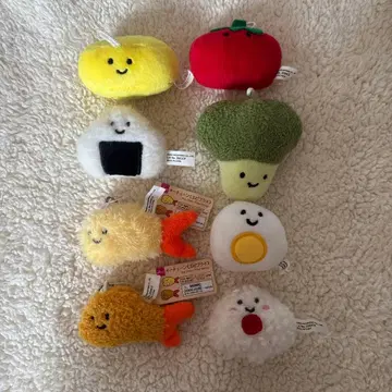 다이소 DAISO 음식 키체인 봉제 인형 8종 세트