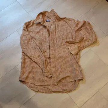 UNIQLO 플란넬 셔츠 체크 무늬 오렌지 계열 M 사이즈 두꺼운 원단
