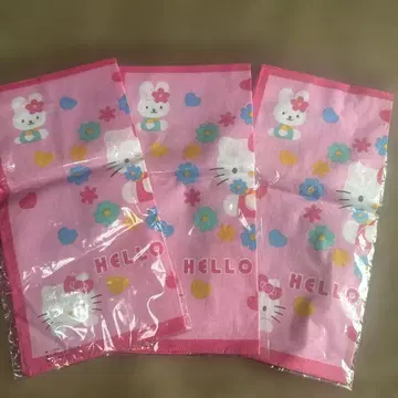 초레어 레트로 1998년 산리오 헬로키티 손수건 3개 세트 핑크