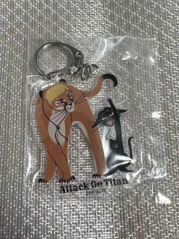 진격의 거인 블랙 고양이 디자인 콜라보 아크릴 키링 리바이 엘빈