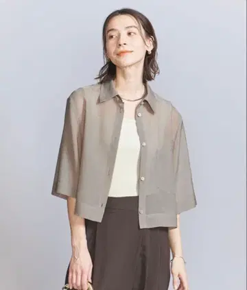 BEAUTY&YOUTH 폴리에스테르 오간자 셔츠 베이지