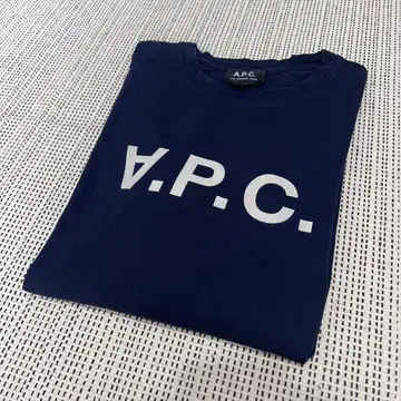 A.P.C. 티셔츠 L 사이즈 턴에이 벨로아 느낌 로고 네이비