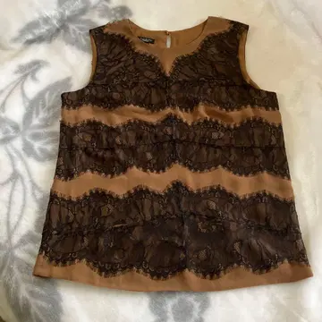 Talbots 슬리브리스 레이스 블라우스 베이지 블랙
