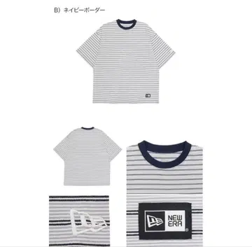 NEW ERA 오버사이즈 마이크로 보더 반팔 T셔츠 L 미사용