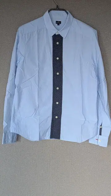 Paul Smith 긴팔 셔츠 라이트 블루 도트 무늬 절개 L