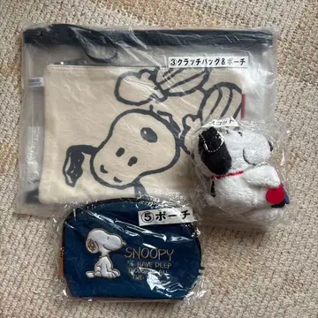 SNOOPY 클러치백 파우치 마스코트 세트 제일복권