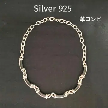 실버 925 가죽 콤비 목걸이