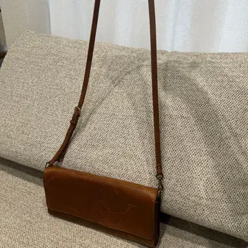 천연 가죽 레더 숄더백 브라운