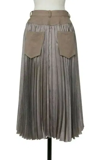 SACAI 사카이 데님 콤비네이션 플리츠 스커트 베이지