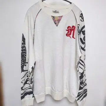 !!카라쿠리타마시!! 일본풍 패턴 잉어 벚꽃 자수 긴팔 티셔츠