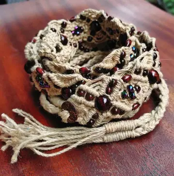 hemp 짜임 비즈 장식 벨트