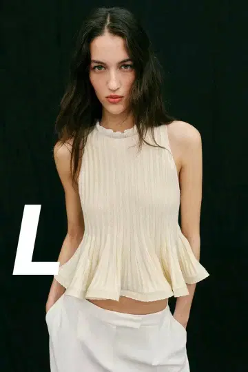 ZARA 리브 니트 페플럼 상의 L