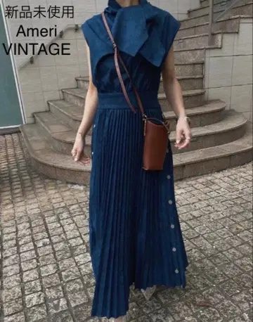 미사용 Ameri DENIM LIKE PLEATS DRESS