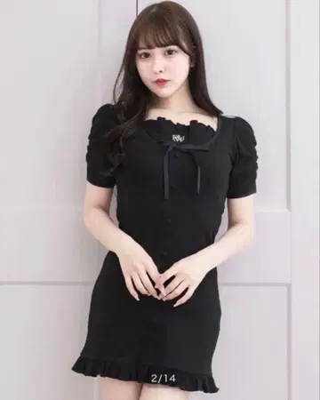 pium 프론트 버튼 와플 미니 원피스