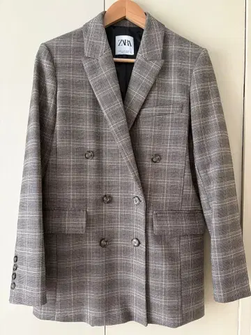 ZARA 테일러드 자켓 더블 체크 무늬 US XS