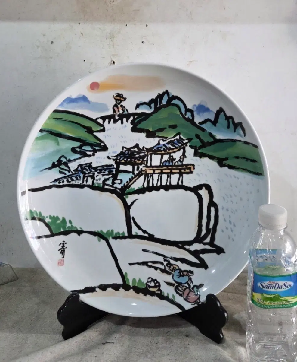 운보 김기창 대형 접시 그림