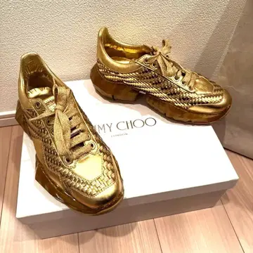 [새상품급] JIMMY CHOO DIAMOND/F 골드 스니커즈 38