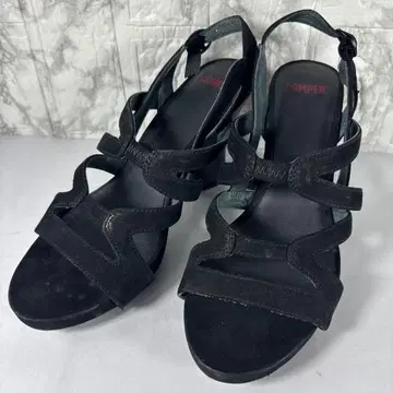 CAMPER 스웨이드 스트랩 샌들 블랙 37